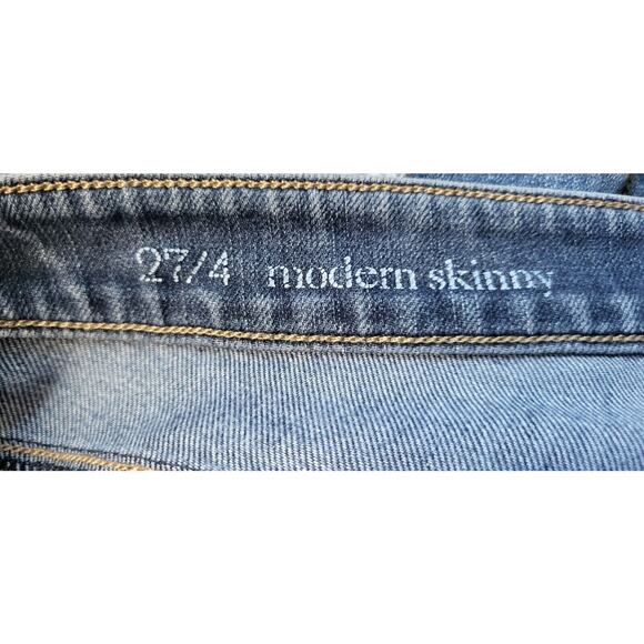 Loft Womens Modern Skinny Jeans Size 27/4 Blue Dark Wash Stretch - Picture 12 of 12